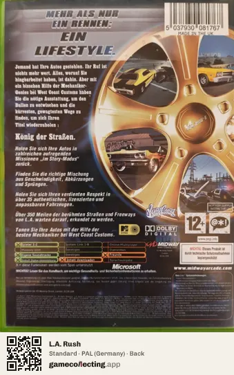 L.A. Rush Xbox, Germany box back