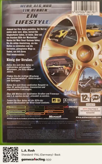 L.A. Rush Xbox, Germany box back