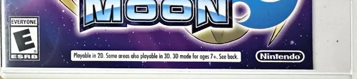 Pokémon Moon, the ESRB box on its front