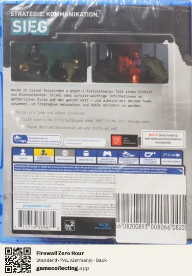 Firewall Zero Hour PlayStation 4, Germany box back