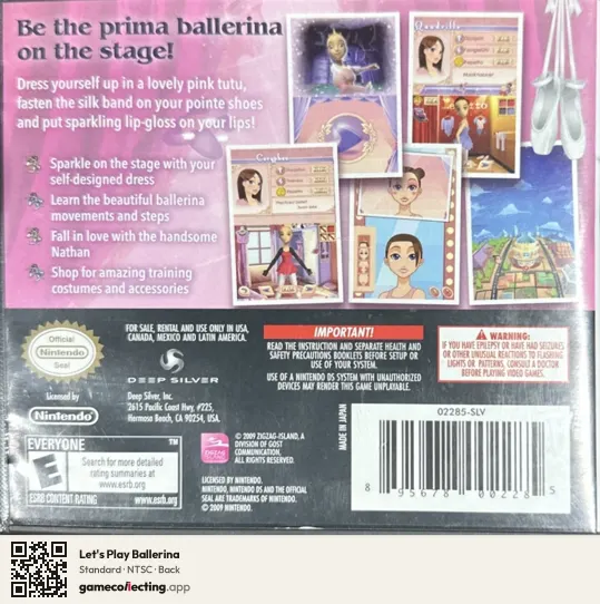 Let's Play Ballerina Nintendo DS, NTSC box back