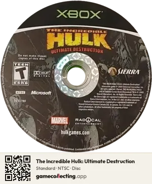 The Incredible Hulk: Ultimate Destruction Xbox, NTSC disc