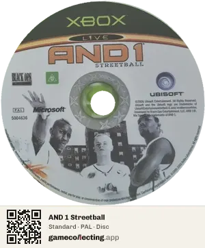 AND 1 Streetball Xbox, PAL disc