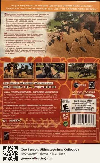 Zoo Tycoon: Ultimate Animal Collection Computer, NTSC box back