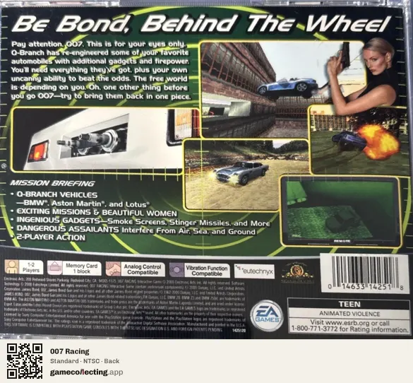 007 Racing PlayStation, NTSC box back