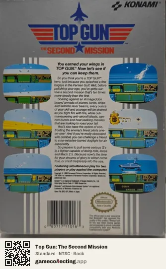 Top Gun: The Second Mission Nintendo Entertainment System, NTSC box back