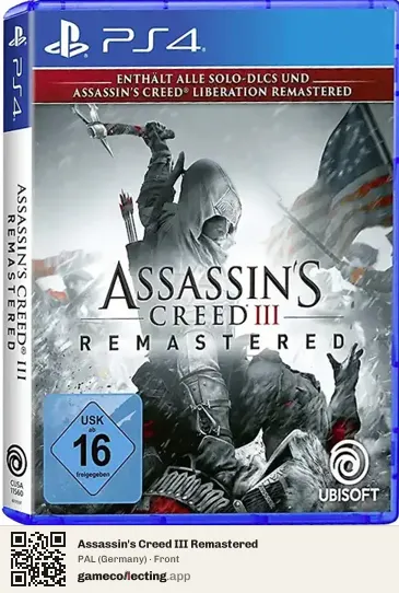 Assassin's Creed III Remastered PlayStation 4, Germany box front