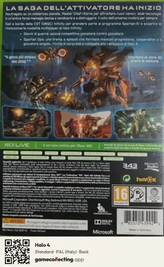 Halo 4 Xbox 360, Italy box back