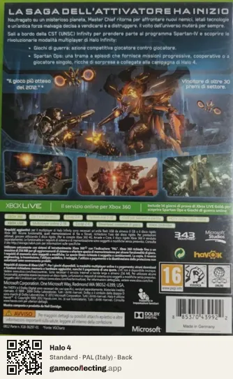 Halo 4 Xbox 360, Italy box back