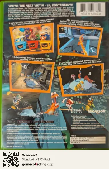 Whacked! Xbox, NTSC box back