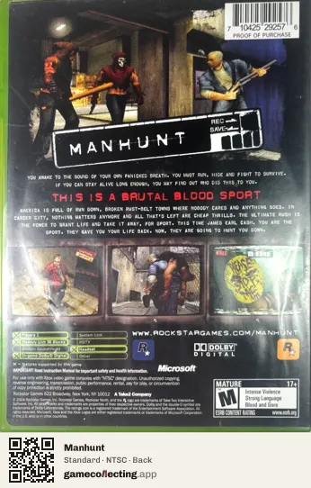 Manhunt Xbox, NTSC box back