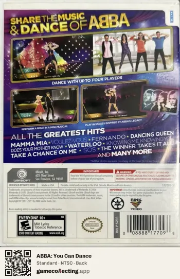 ABBA: You Can Dance Nintendo Wii, NTSC box back