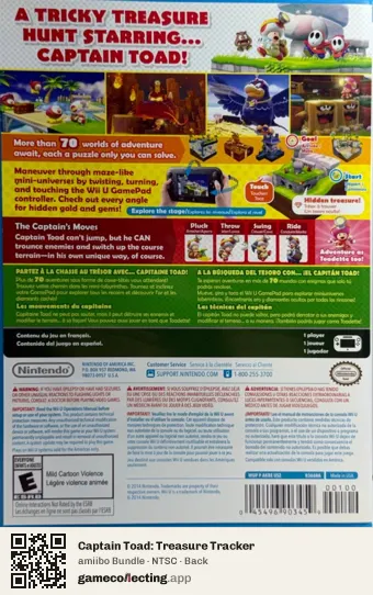 Captain Toad: Treasure Tracker Nintendo Wii U, NTSC box back