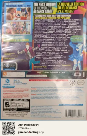 Just Dance 2014 Nintendo Wii U, NTSC box back