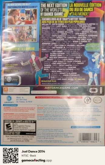 Just Dance 2014 Nintendo Wii U, NTSC box back
