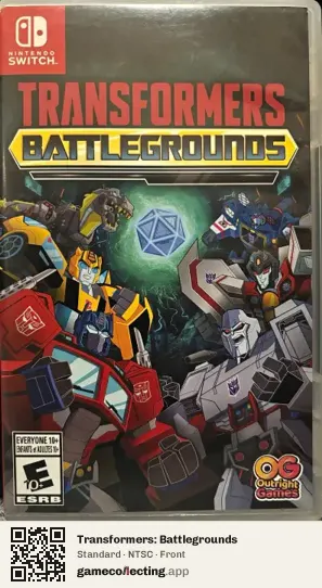Transformers: Battlegrounds Nintendo Switch, NTSC box front