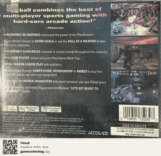 Pitball PlayStation, NTSC box back