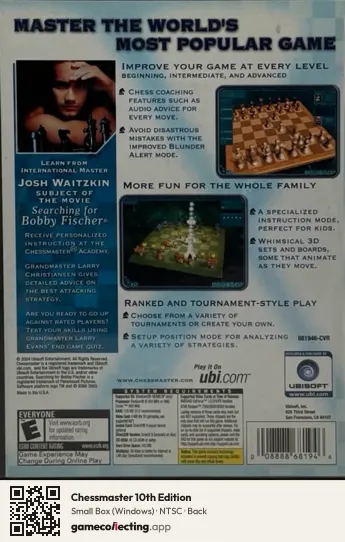 Chessmaster 10th Edition Computer, NTSC box back