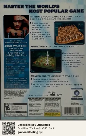 Chessmaster 10th Edition Computer, NTSC box back