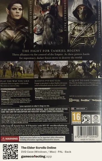 The Elder Scrolls Online Computer, PAL box back