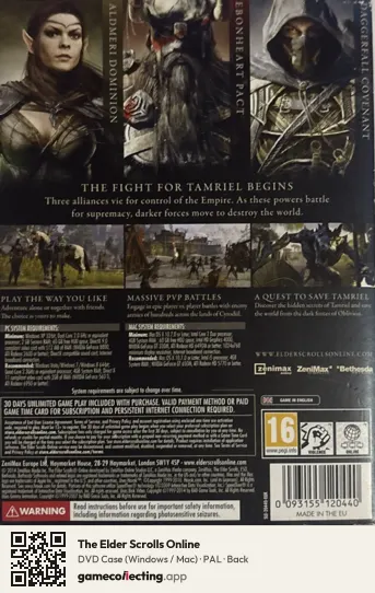 The Elder Scrolls Online Computer, PAL box back