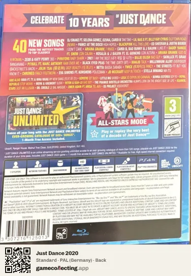 Just Dance 2020 PlayStation 4, Germany box back