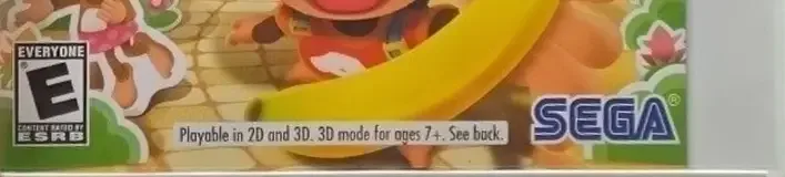 Super Monkey Ball 3D, the ESRB box on its front