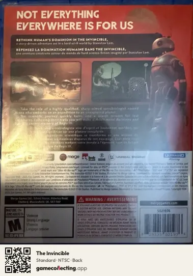 The Invincible PlayStation 5, NTSC box back