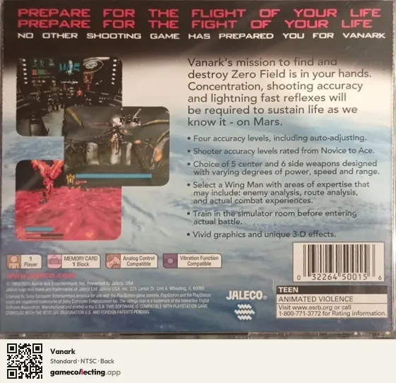 Vanark PlayStation, NTSC box back