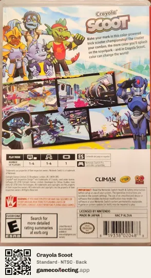 Crayola Scoot Nintendo Switch, NTSC box back
