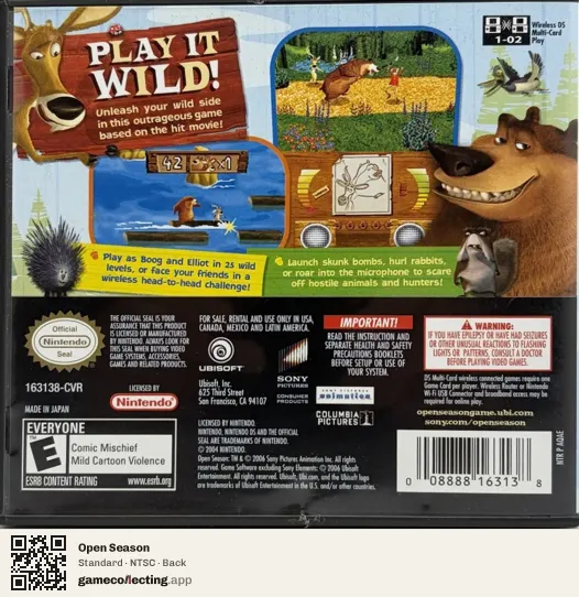 Open Season Nintendo DS, NTSC box back