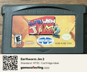 Earthworm Jim 2 Game Boy Advance, NTSC cartridge label