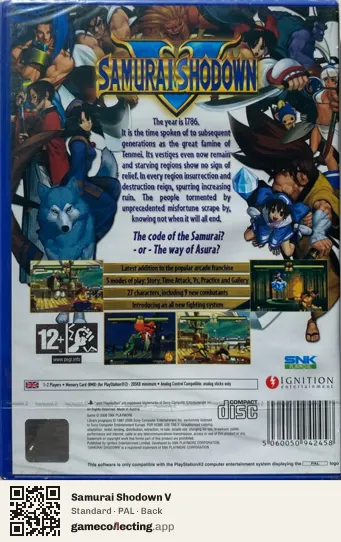 Samurai Shodown V PlayStation 2, PAL box back