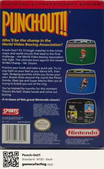 Punch-Out!! Nintendo Entertainment System, NTSC box back
