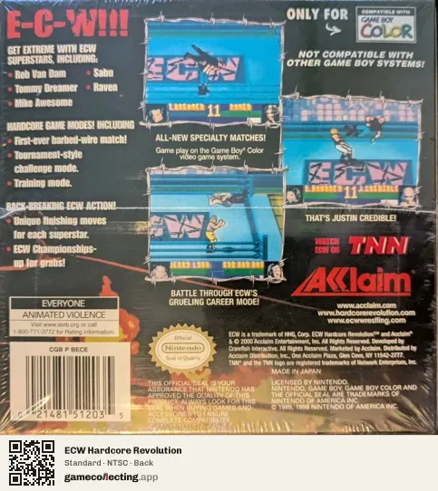 ECW Hardcore Revolution Game Boy Color, NTSC box back