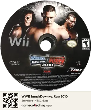 WWE SmackDown vs. Raw 2010 Nintendo Wii, NTSC disc