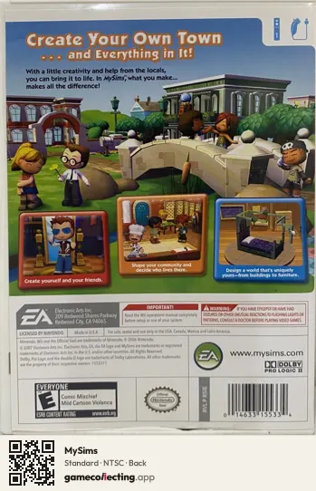 MySims Nintendo Wii, NTSC box back