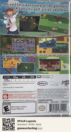 RPGolf Legends Nintendo Switch, NTSC box back