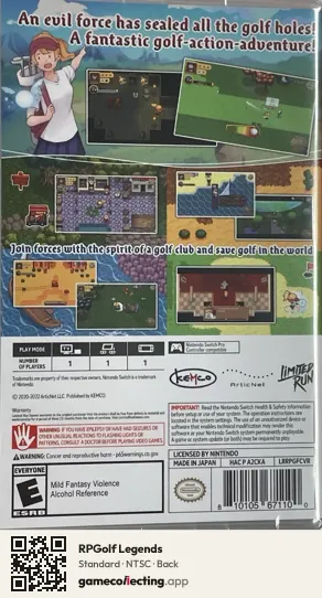 RPGolf Legends Nintendo Switch, NTSC box back