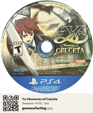 Ys: Memories of Celceta PlayStation 4, NTSC disc