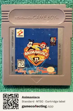 Animaniacs Game Boy, NTSC cartridge label
