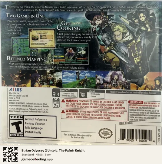 Etrian Odyssey 2 Untold: The Fafnir Knight Nintendo 3DS, NTSC box back