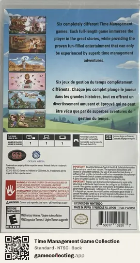 Time Management Game Collection Nintendo Switch, NTSC box back