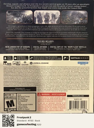 Frostpunk 2 PlayStation 5, NTSC box back
