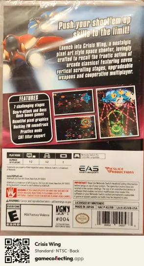 Crisis Wing Nintendo Switch, NTSC box back