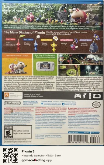 Pikmin 3 Nintendo Wii U, NTSC box back