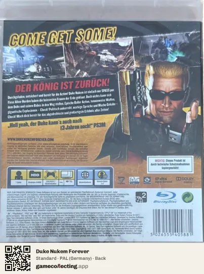 Duke Nukem Forever PlayStation 3, Germany box back