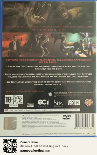 Constantine PlayStation 2, United Kingdom box back