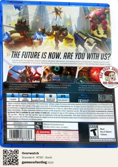 Overwatch PlayStation 4, NTSC box back