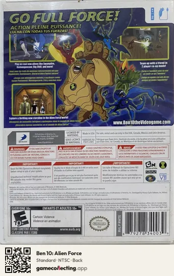 Ben 10: Alien Force Nintendo Wii, NTSC box back